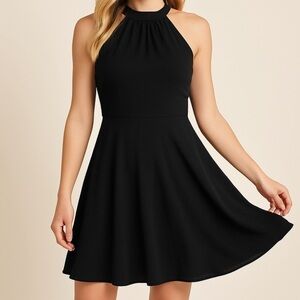 Express Halter Neck Keyhole Back Mini Dress Black Formal Homecoming 2